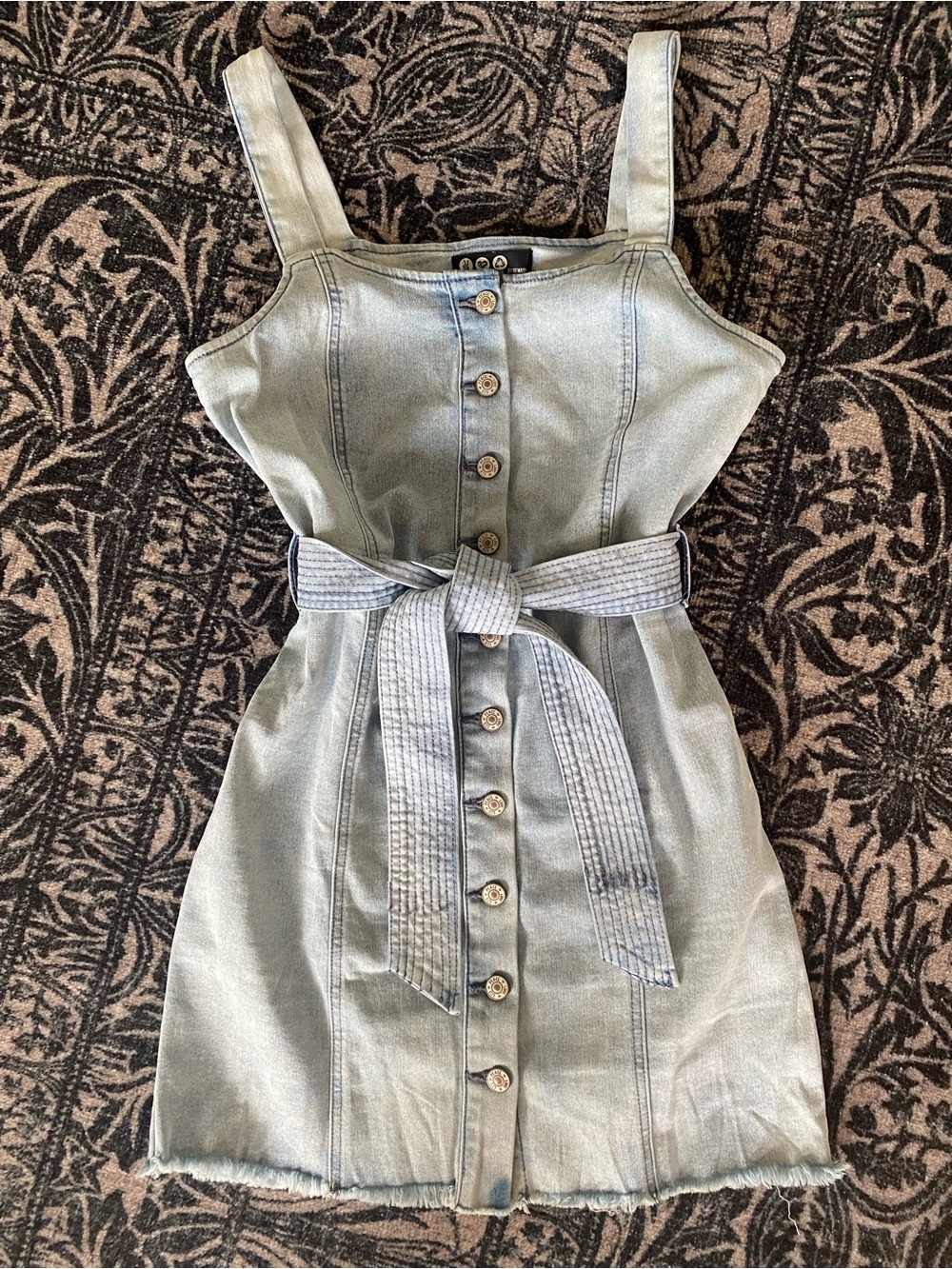 Peace Love Eco denim mini dress by Rewash